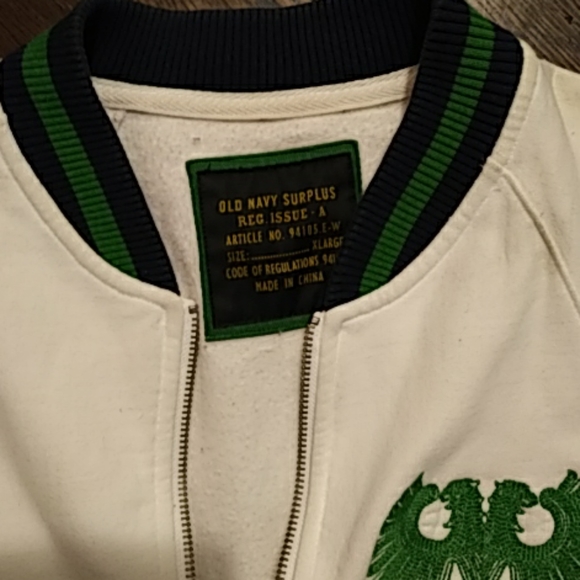Old Navy Full Zip Jacket Cream & Green Size XL - Picture 2 of 3